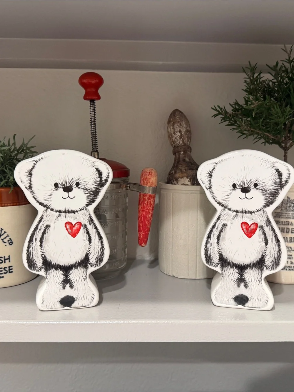 Vintage Novelty Teddy Bear Ceramic Vase Set From the 1980’s